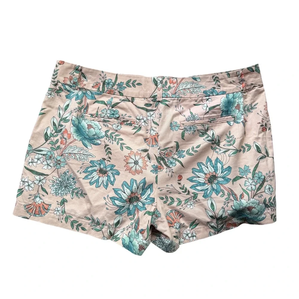 Loft Womens Peach Teal Floral 4 Inch Cotton Shorts Size 14 100% cotton - Picture 2 of 5